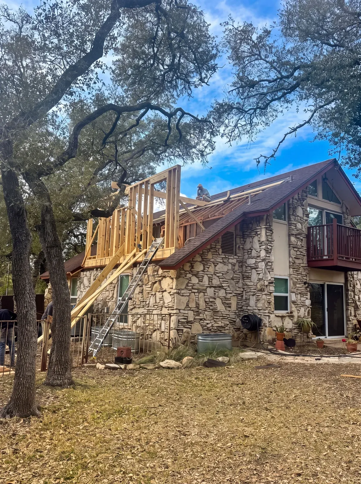 Oak Hill addition during construction