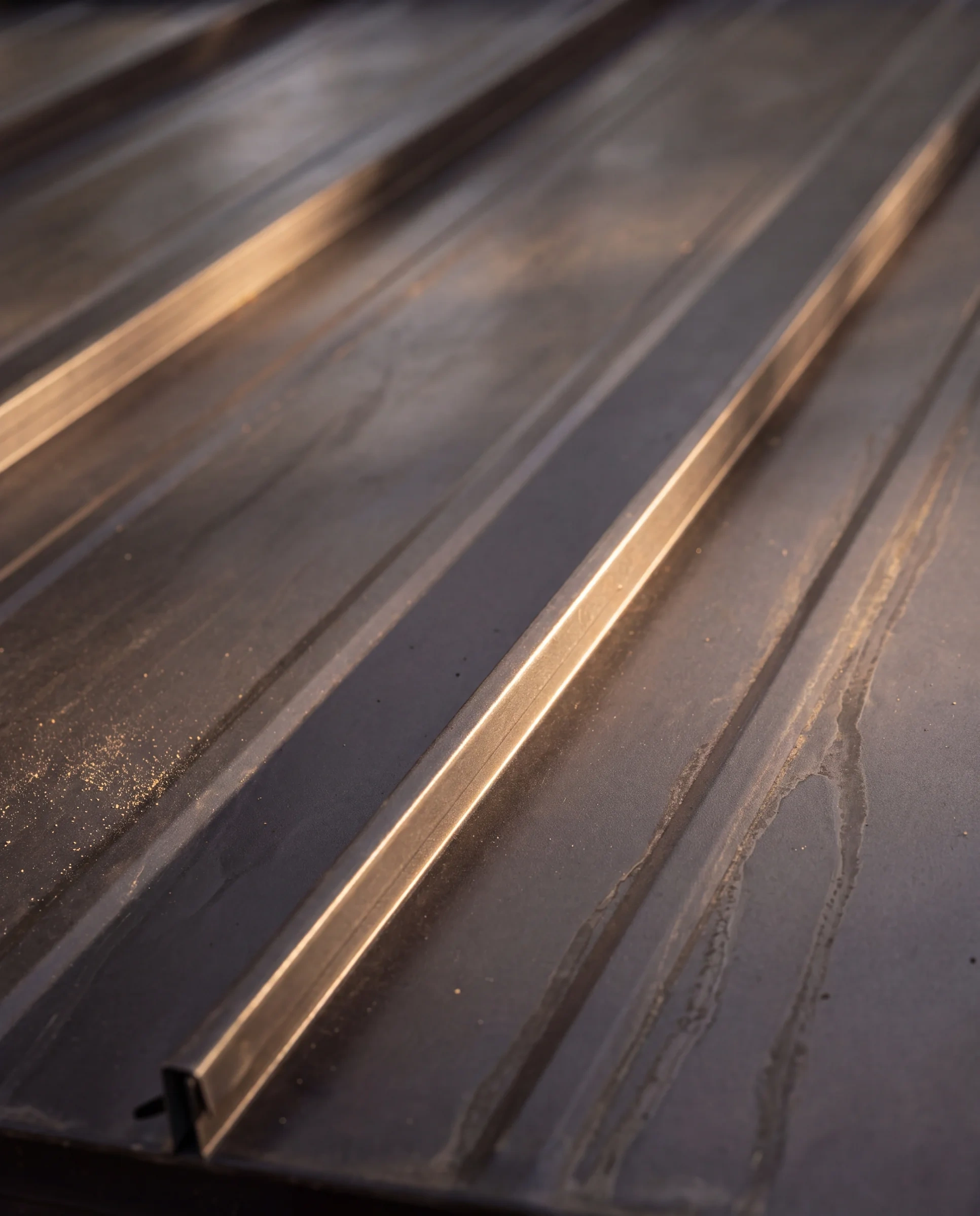 Black standing-seam metal roof sample