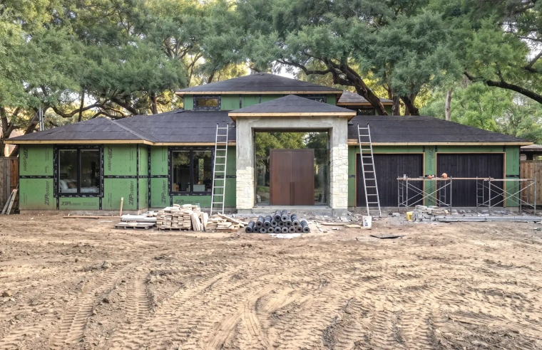 Barton Hills exterior during construction